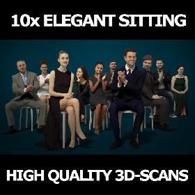 10x Scanned Elegant Sitting People Vol01 Collection Gobotree 3D 3D model